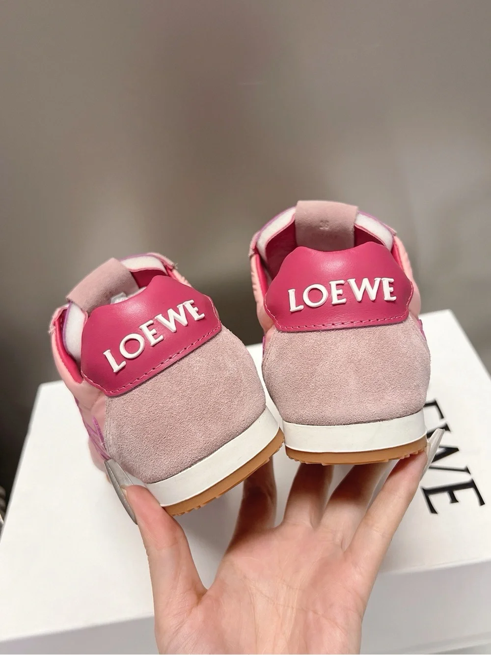 Loewe Pink Suede & Mesh Women's Sneakers